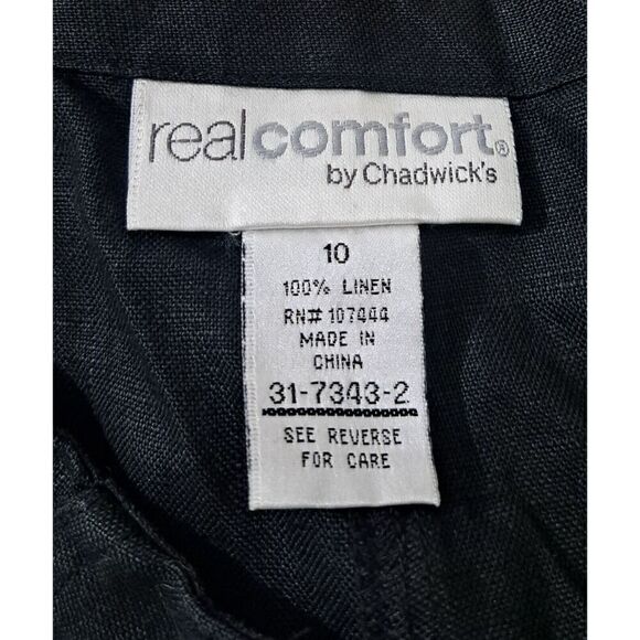 Real Comfort Womens Size 10 Wide Leg 100% Linen Cargo Pant Black LAGENLOOK - Picture 5 of 7